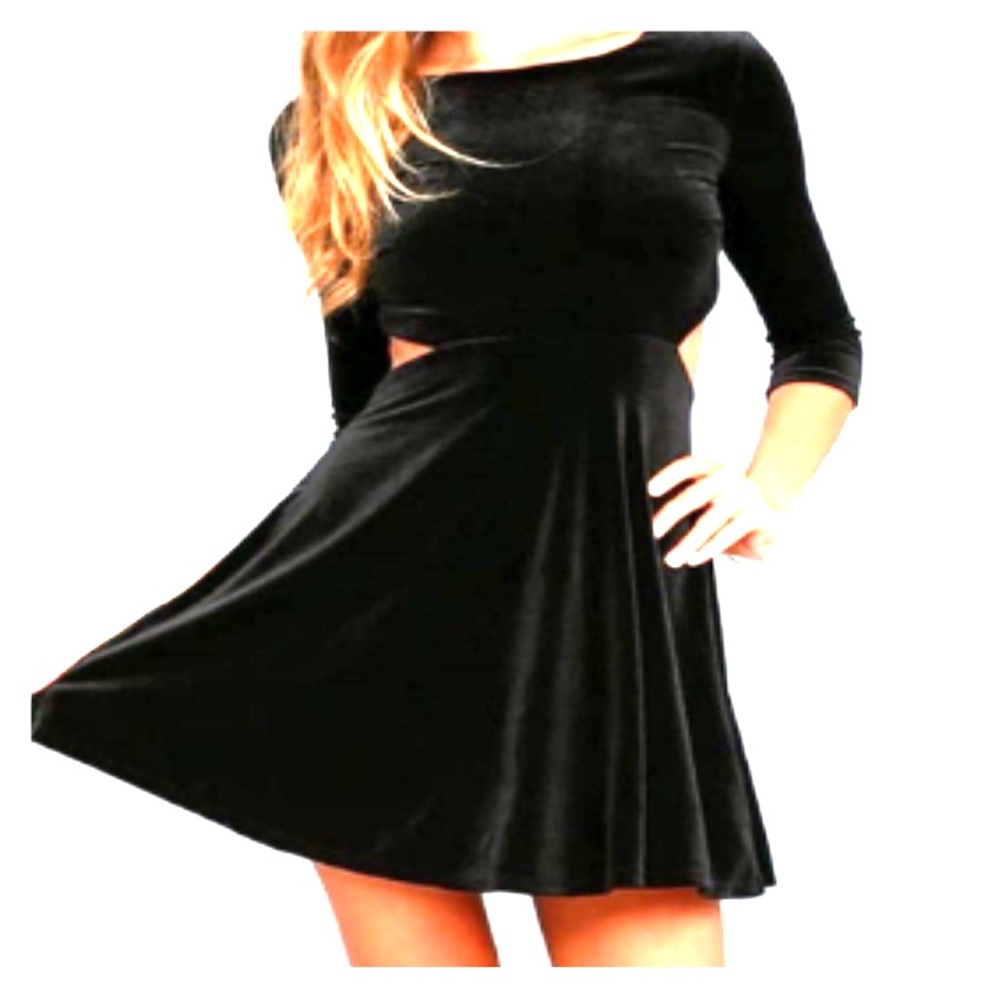 Lulus Backless Red Velvet Skater Dress